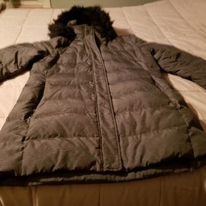 Lands End Womens Puffer Jacket Charcoal Sz L